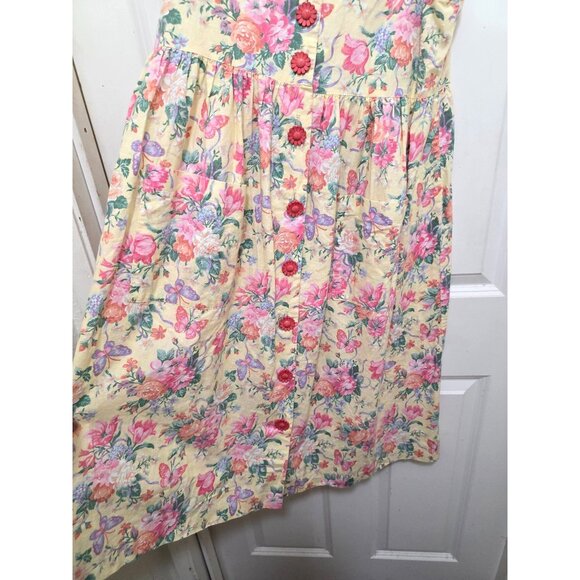 Vintage R.J. Stevens Floral Button-Front Sleeveless Midi Dress With Pockets Size - Picture 8 of 10